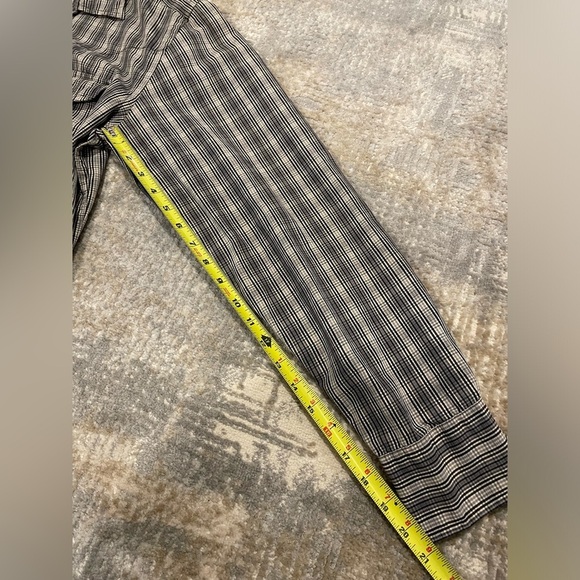 Gap Jeans 1969 Pearl Snap Shirt Large Gray Black Beige Plaid Long Sleeve Y2K - Picture 9 of 9